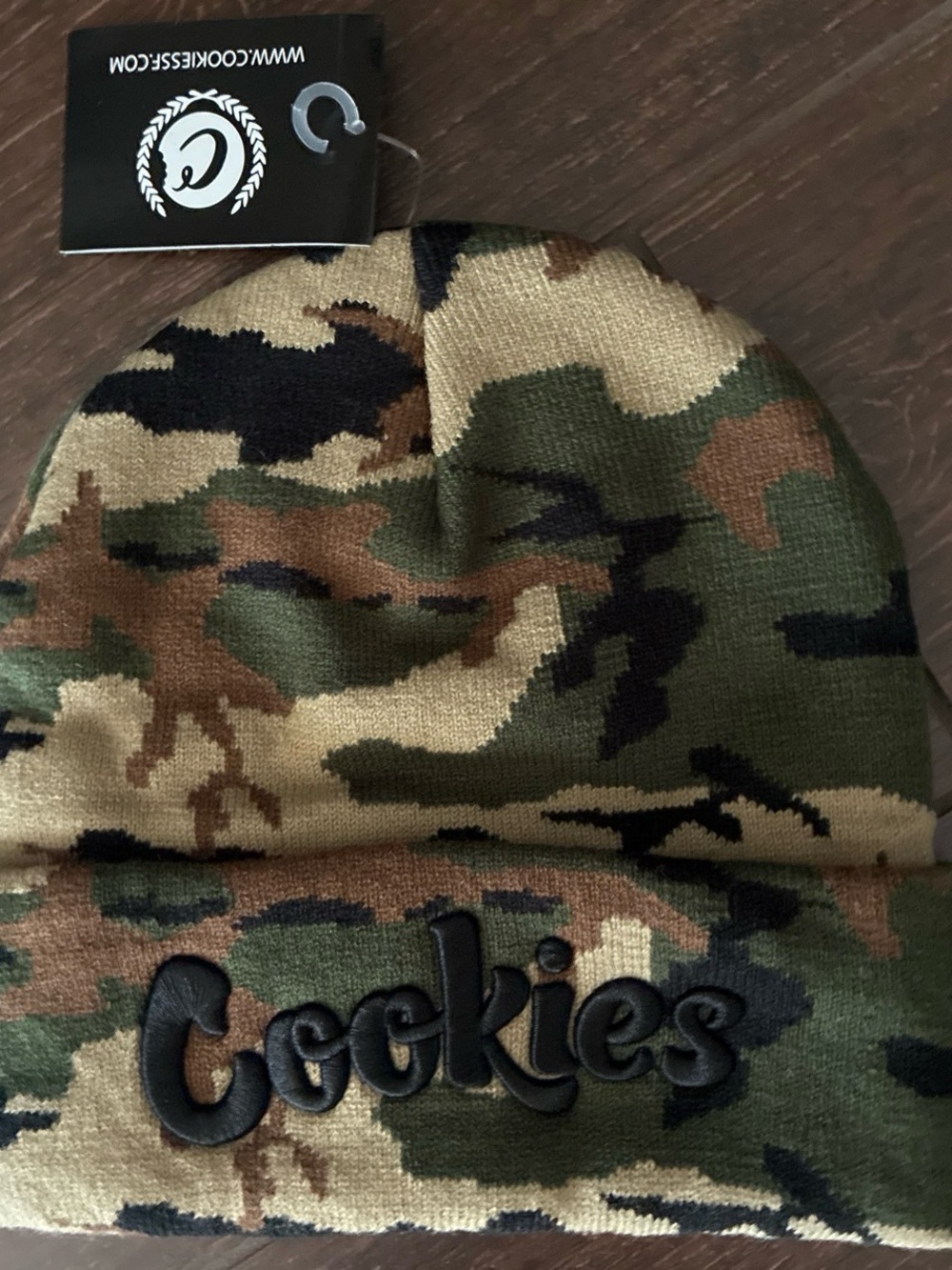 Brand New with tags. Cookies Camo Knit Beanie - Green/Brown/Black